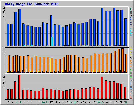 Daily usage for December 2016