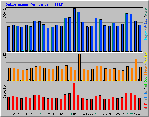 Daily usage for January 2017