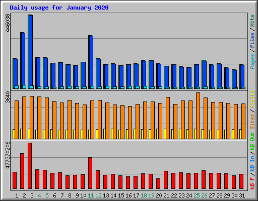 Daily usage for January 2020