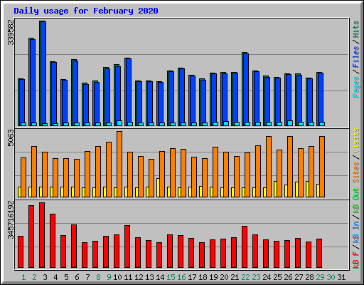 Daily usage for February 2020
