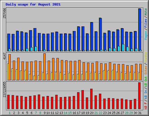Daily usage for August 2021