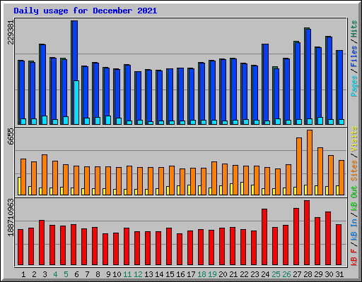 Daily usage for December 2021