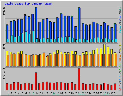 Daily usage for January 2023
