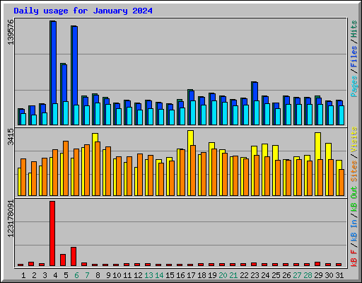 Daily usage for January 2024