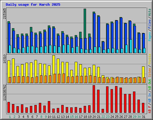 Daily usage for March 2025