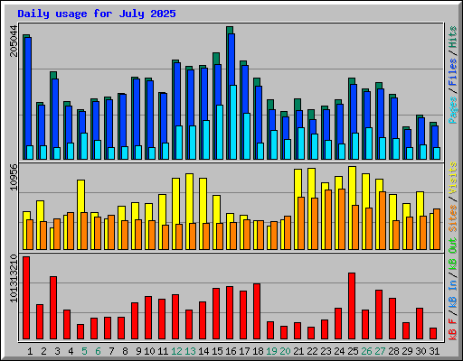 Daily usage for July 2025