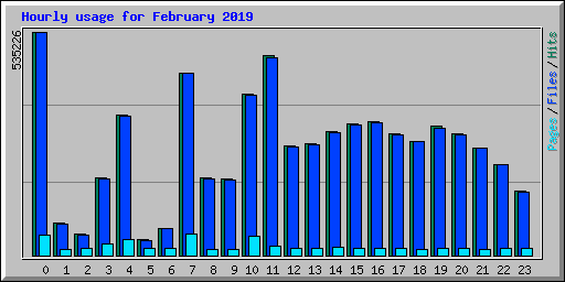 Hourly usage for February 2019