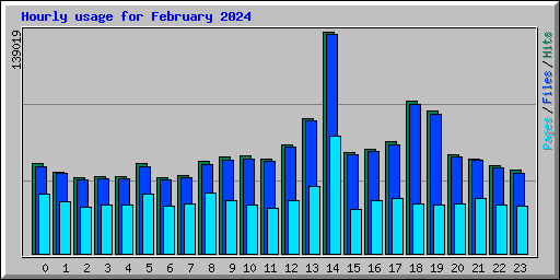 Hourly usage for February 2024